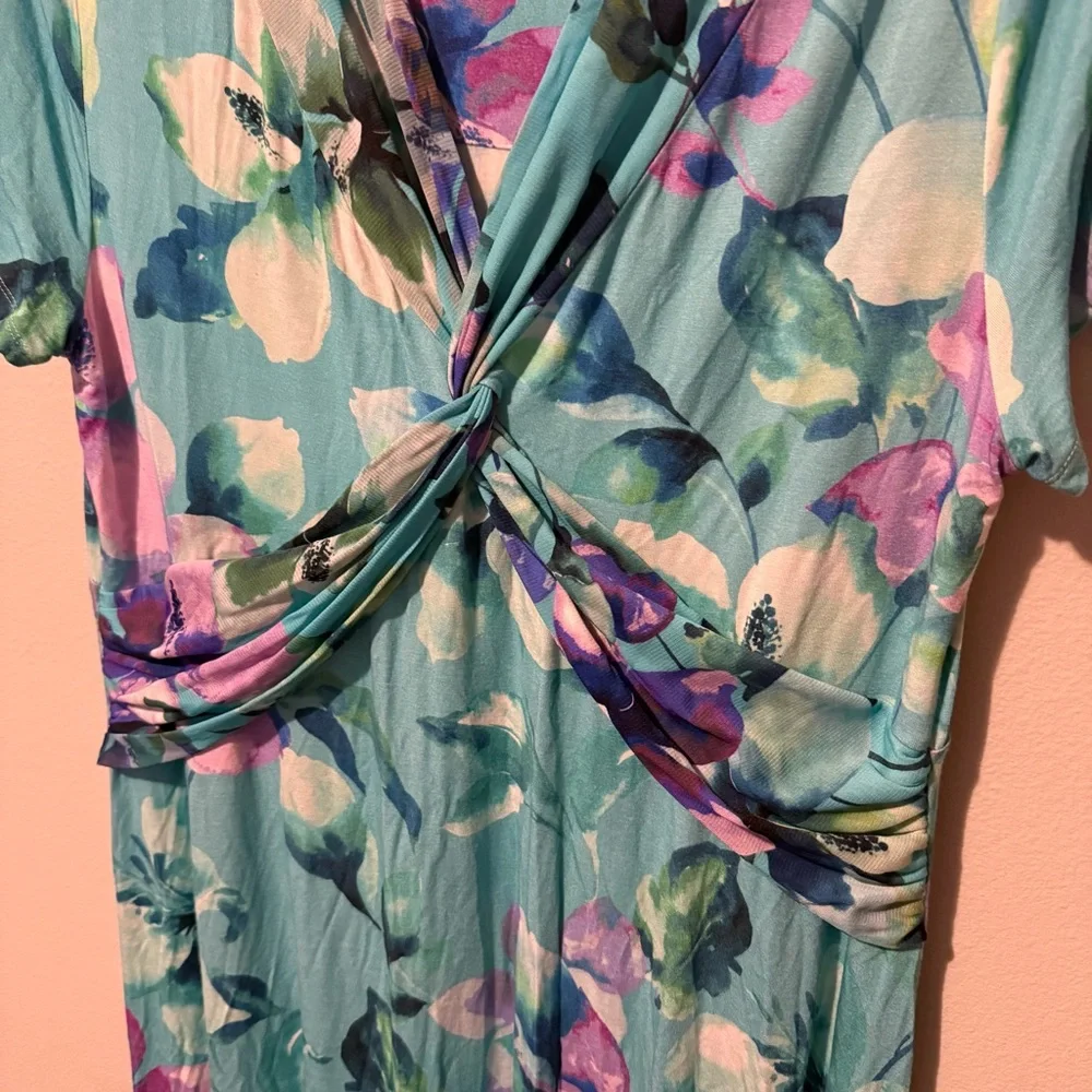 Soft Surroundings Watercolor Blue Floral Viscose Dress Womens Large Maxi EUC - Picture 5 of 9